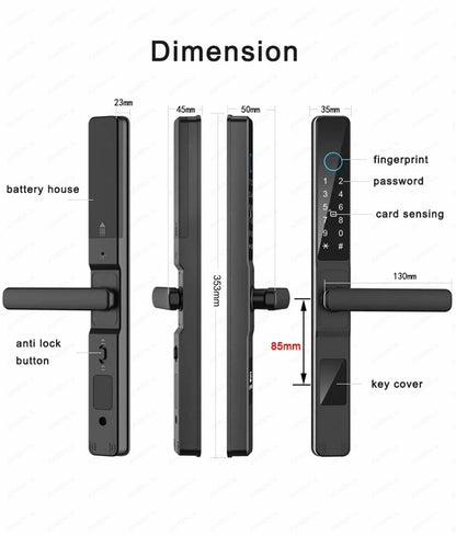 Waterproof Sliding Door Smart Lock TTLock App Alexa Fingerprint Code RFID